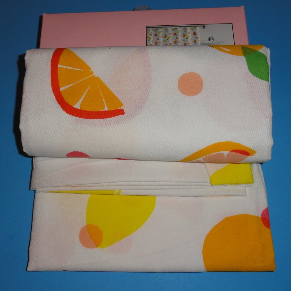 Kate Spade New York Shower Curtain, NEW Orange Yellow White Cotton, 72 x 72, H85